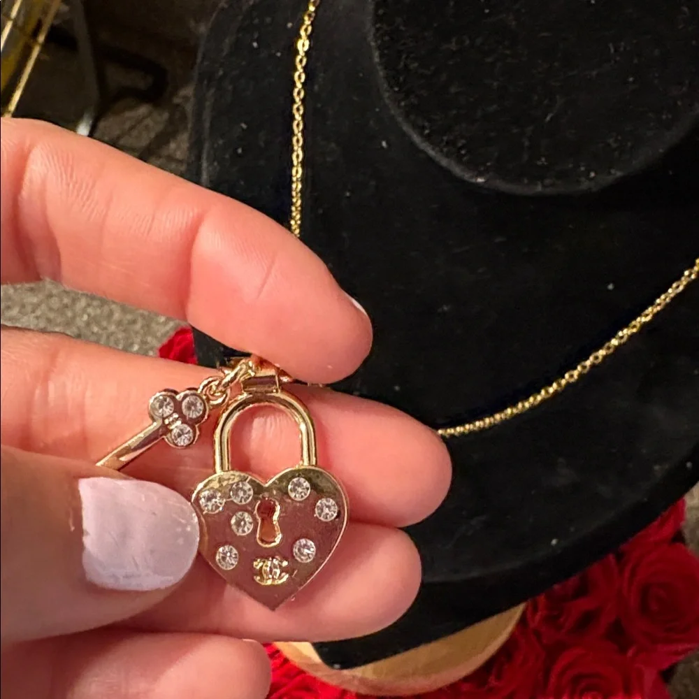 CC gold heart and key stainless steel gold plated Necklace
